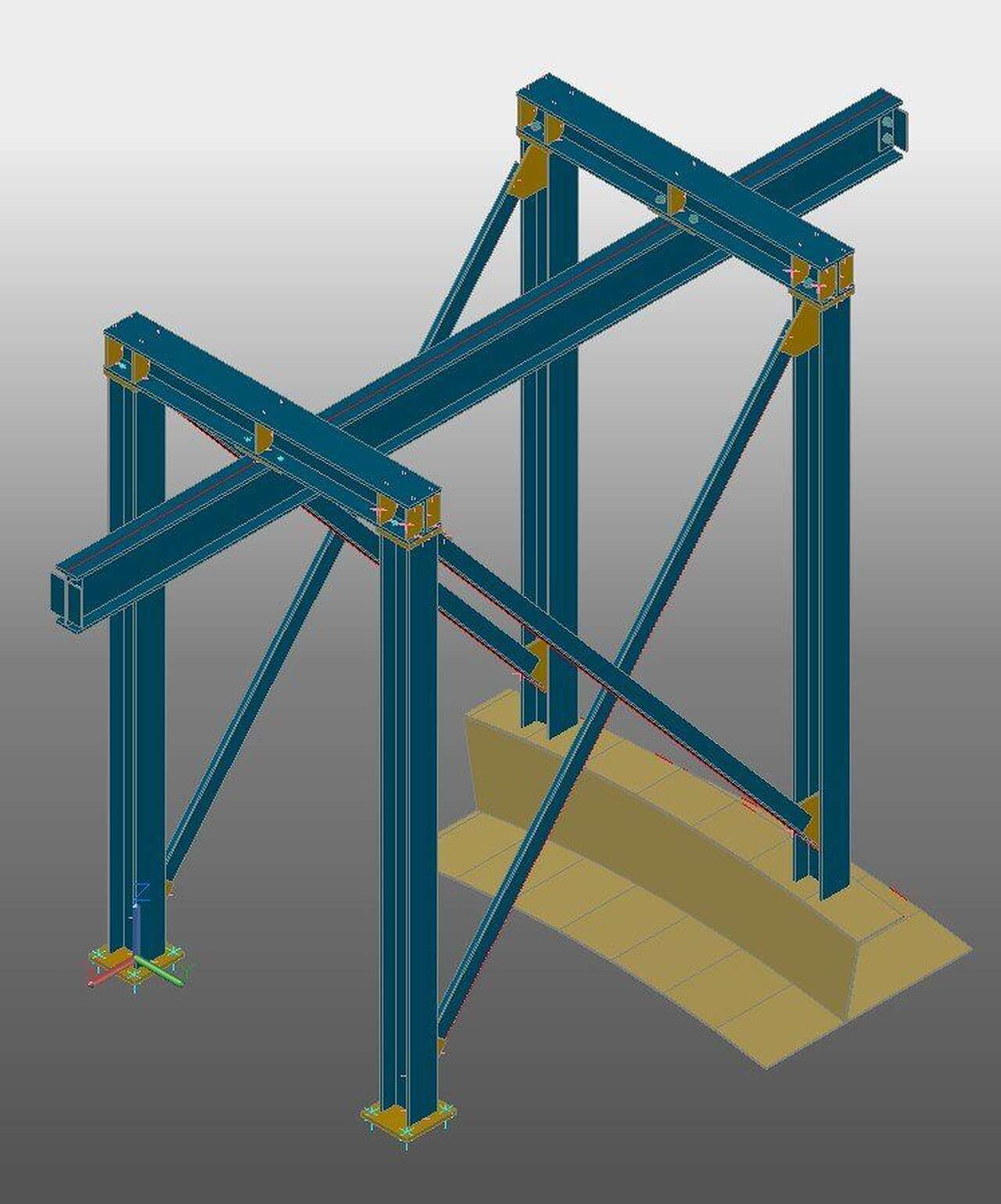 3D-Modell einer Katzbahn aus Stahlprofilen