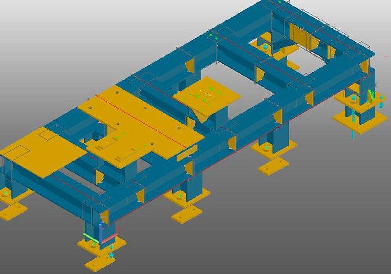 3D-Modell eines Stahlrahmens mit Platten